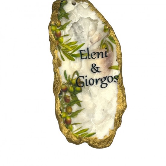 NATURAL  OYSTER   DECOUPAGE "NAMES'' OYSTERS